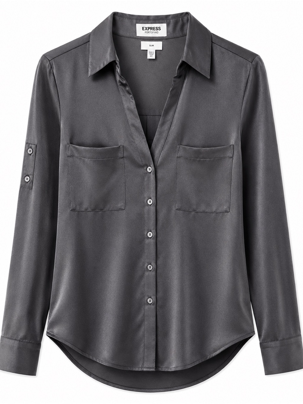 Express Women’s Charcoal Long Sleeve Blouse